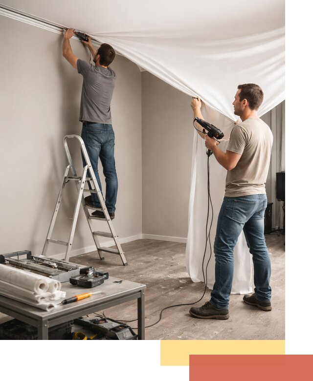 Монтаж натяжного потолка в студии в Зеленодольске