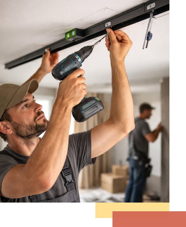 Установка трековых светильников в натяжной потолок в Зеленодольске