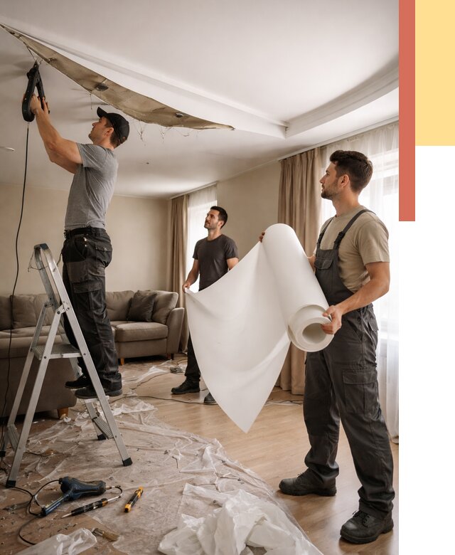 Замена полотна натяжного потолка в Зеленодольске от 9833 руб. быстро и недорого | ОТДЕЛОЧНИК-Злн