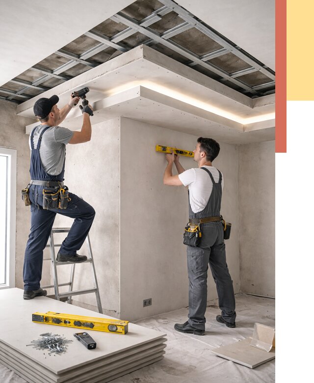 Двухуровневый потолок из гипсокартона в Зеленодольске от 1501 руб. под ключ | ОТДЕЛОЧНИК-Злн