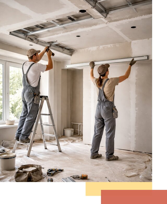 Монтаж многоуровневого потолка из гипсокартона в Зеленодольске