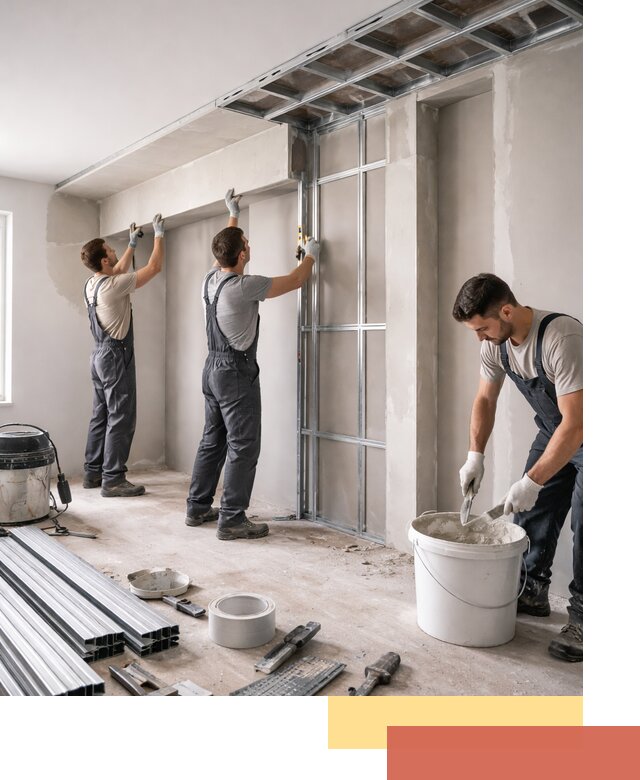 Монтаж потолка из гипсокартона с нишей в Зеленодольске