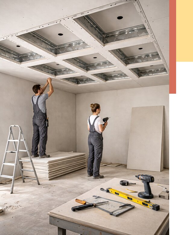 Кессонный потолок из гипсокартона в Зеленодольске от 1915 руб. — монтаж и под ключ | ОТДЕЛОЧНИК-Злн