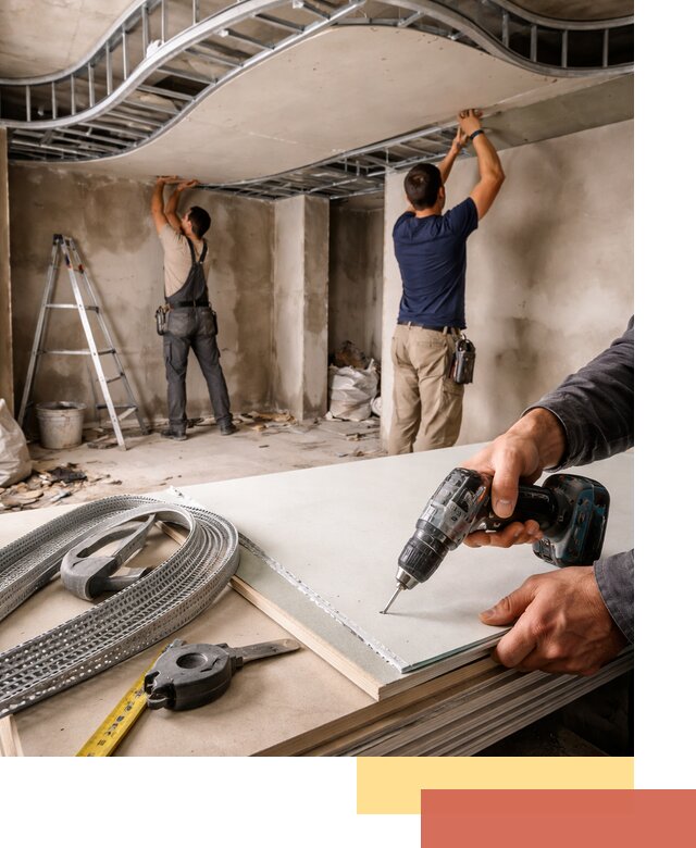 Криволинейный потолок из гипсокартона в Зеленодольске — монтаж и отделка