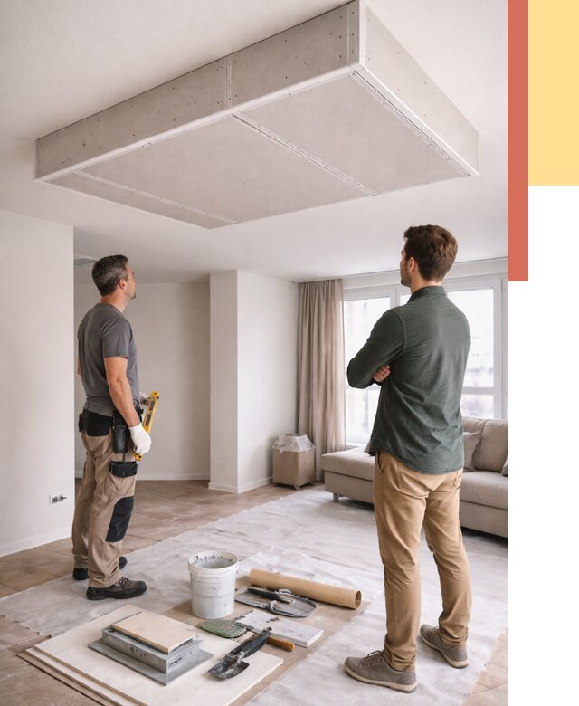 Короб на потолке из гипсокартона в Зеленодольске от 2277 руб. — монтаж и услуги под ключ | ОТДЕЛОЧНИК-Злн