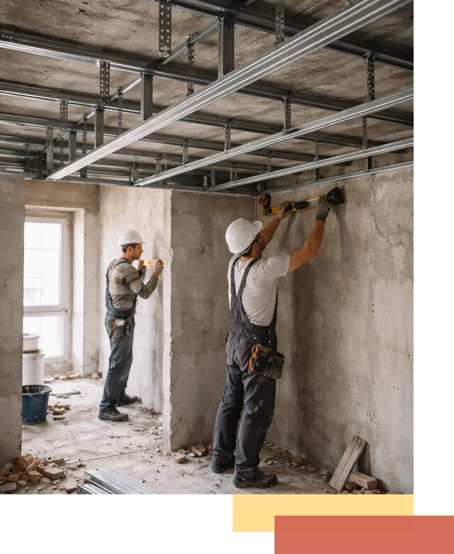 Монтаж каркаса потолка из профильного профиля в Зеленодольске