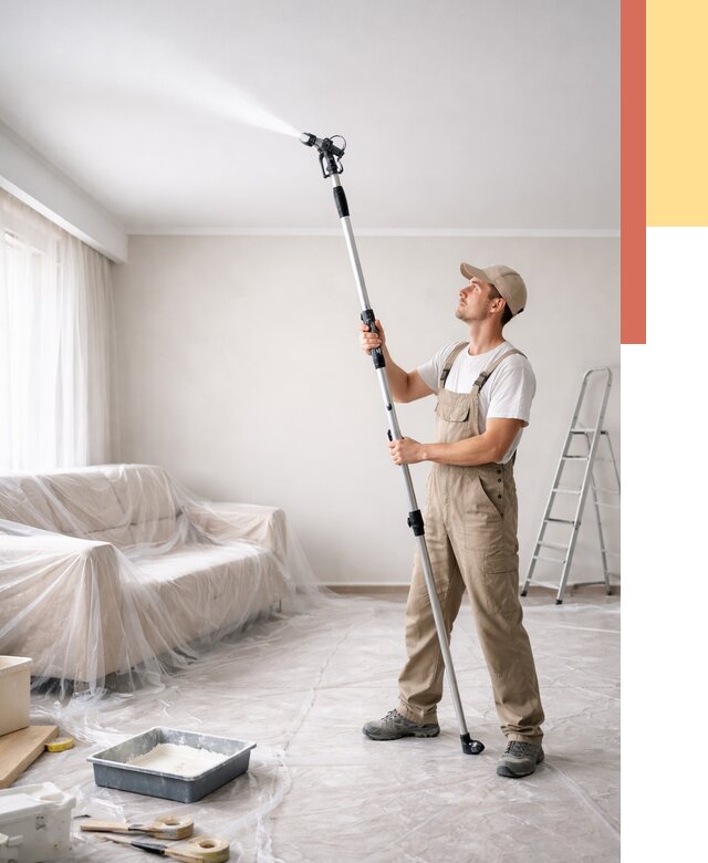 Покраска потолка краскопультом в Зеленодольске от 4658 руб. быстро и недорого | ОТДЕЛОЧНИК-Злн