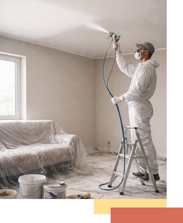 Покраска потолка краскопультом в Зеленодольске быстро и качественно